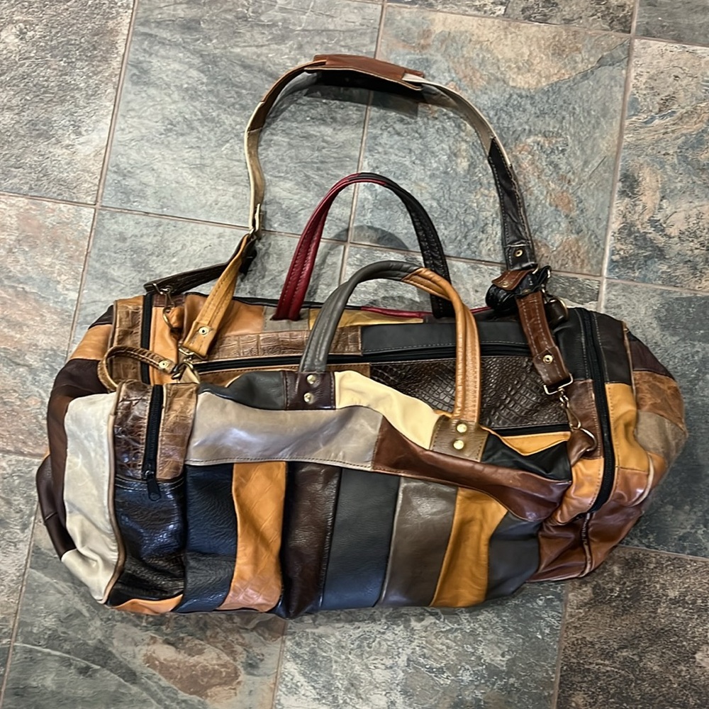 Patchwork Leather Duffel Bag - Multicolor